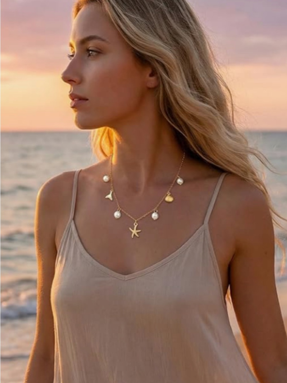 Freshwater Pearl Coastal Necklace - New in pouch